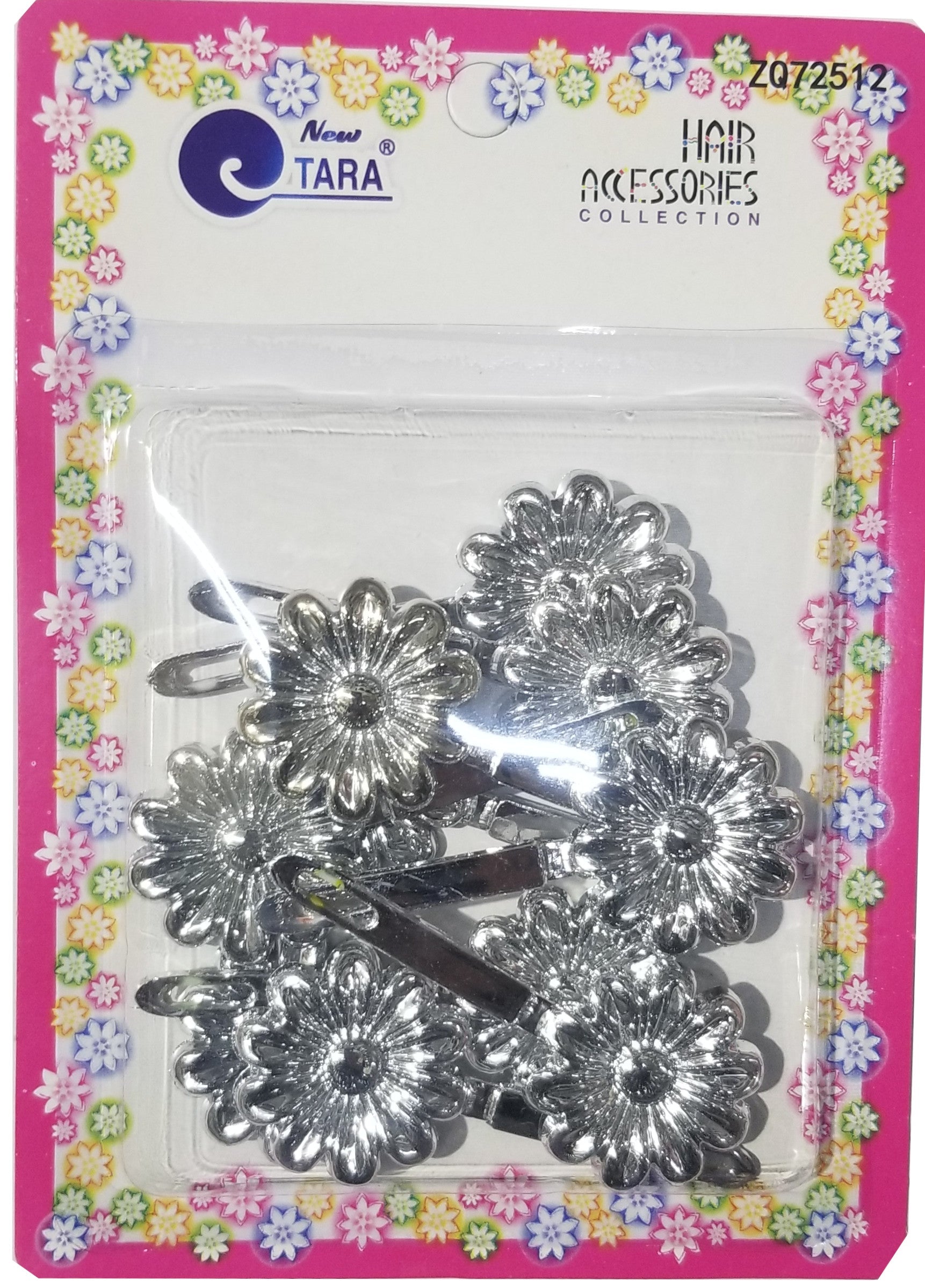 Tara Hair Barrettes - Flower Silver #ZQ72512