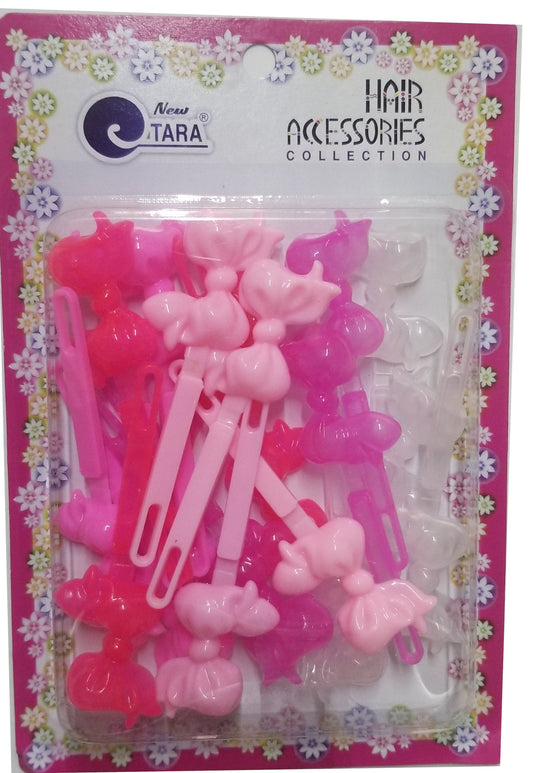 Tara Hair Barrettes - Ribbons Pink Tone #ZQ7787