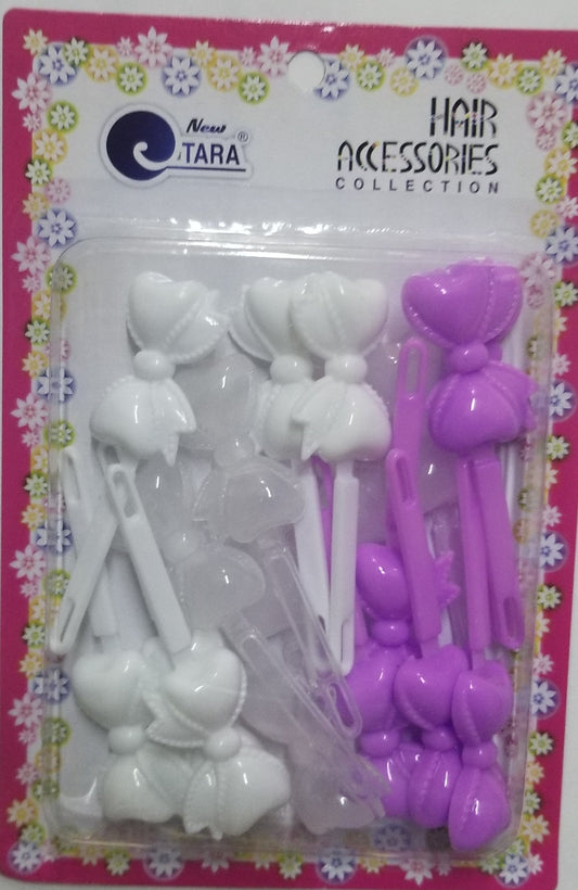 Tara Hair Barrettes - Ribbons Purple, White & Clear #ZQ9083
