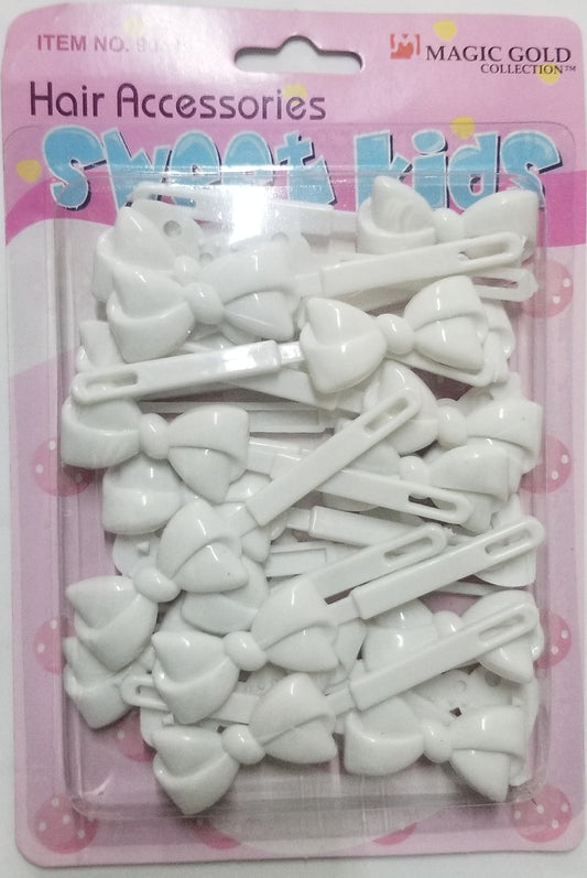 Sweet Kids Hair Barrettes - Ribbon White #2014