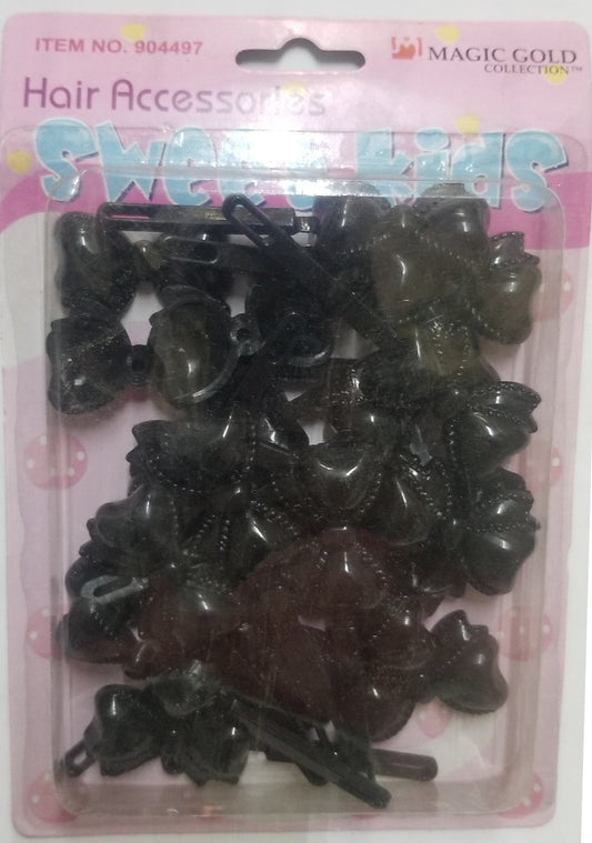 Sweet Kids Hair Barrettes - Ribbon #3 Black #2010