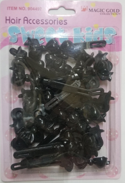 Sweet Kids Hair Barrettes - Ribbon #2 Black #2009