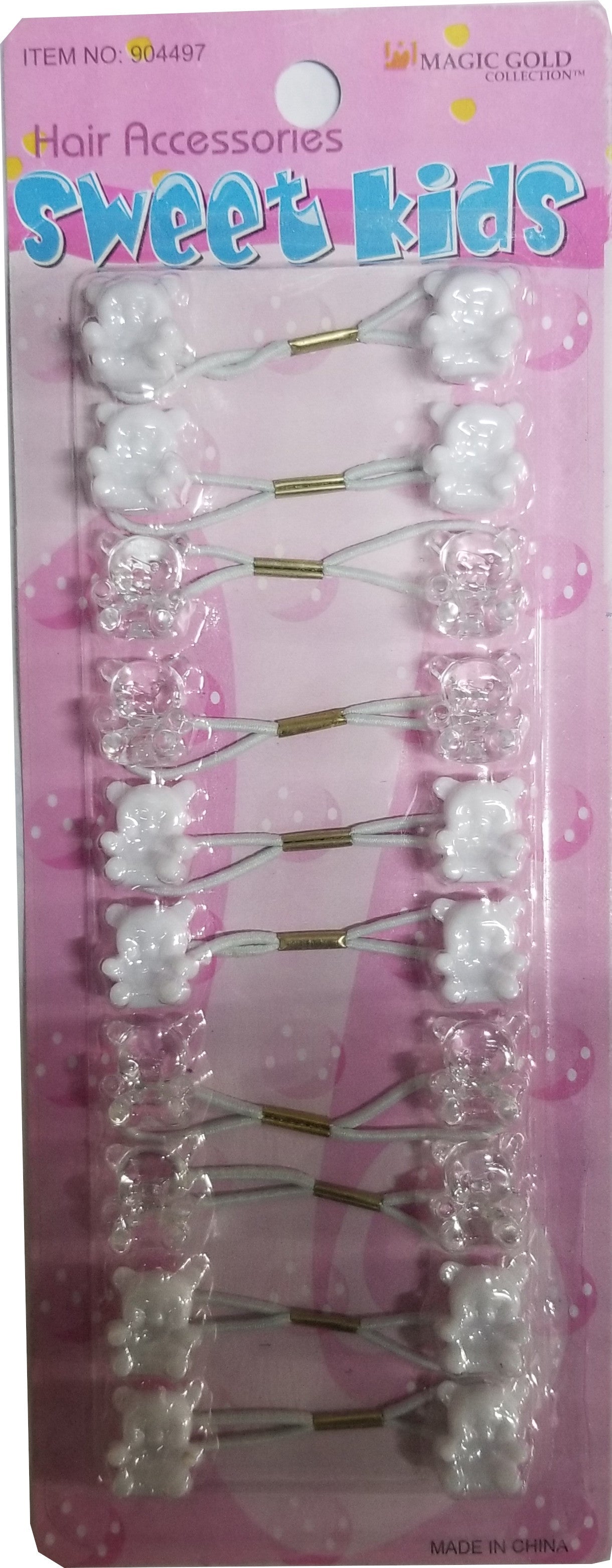 Sweet Kids Hair Baubles - Bear Clear & White #BR6