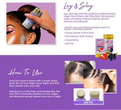 EBIN 24 Hour Edge Tamer Hair Sleek Wax Stick - Peaches
