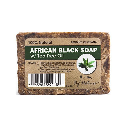By Natures 100% African Black Soap With Tea Tree Oil - Beautiful Black Hair