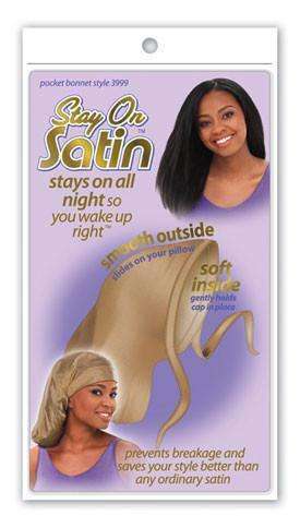 Stay On Satin Pocket Bonnet - Style 3999 Assorted - Beautiful Black Hair