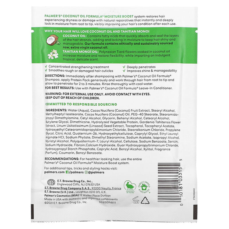 Palmer's Coconut Oil Formula Moisture Boost Protein Packette