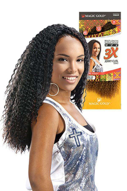 Magic Gold 3X Jerry Curl 10", 12", 14" - Beautiful Black Hair