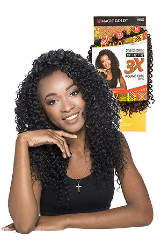Magic Gold 3X Round Curl 10", 12", 14" - Beautiful Black Hair
