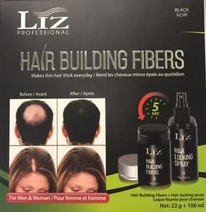 Liz Professional Hair Building Fibers & Locking Spray - Black - Beautiful Black Hair