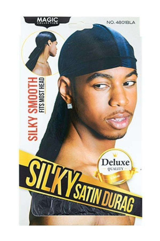 Magic Collection Silky Satin Durag #4801 Black - Beautiful Black Hair