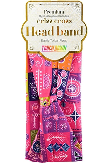 Touch Down Premium Cris Cross Head Band - African Art