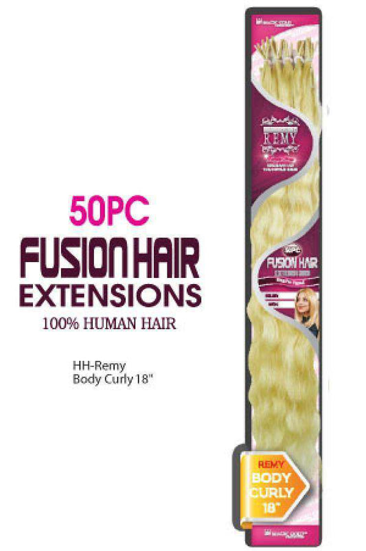 Magic Gold Remy 100% Human Fusion Hair Extensions Body Curly 18" 50pcs - Beautiful Black Hair