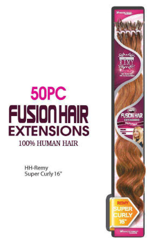 Magic Gold Remy 100% Human Fusion Hair Extensions Super Curly 16" 50pcs - Beautiful Black Hair