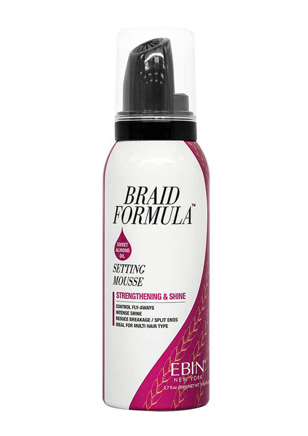 EBIN Braid Formula Strengthening & Shine Setting Mousse - Sweet Almond Oil 2.7oz
