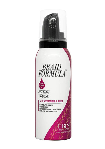 EBIN Braid Formula Strengthening & Shine Setting Mousse - Sweet Almond Oil 2.7oz