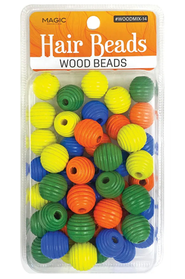 Magic Collection Hair Beads Wood Beads - Round Spiral #WOODMIX14
