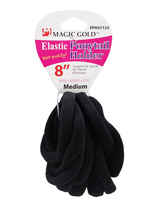 Magic Gold Medium Ponytail Holder 8" Black #EPH07125 - Dollar Deals