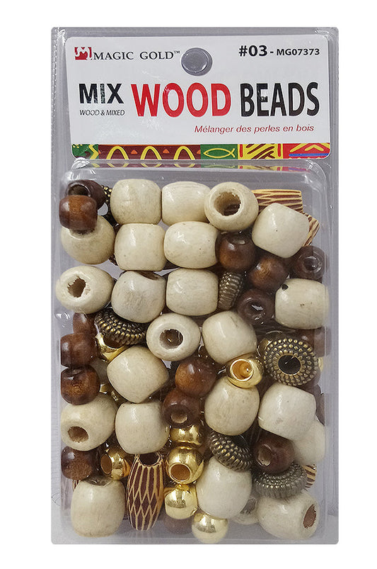 Magic Gold Mix Wood Beads - Assorted  #MG07373