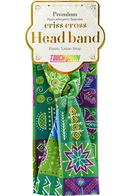 Touch Down Premium Cris Cross Head Band - African Art