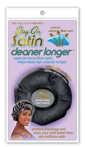Stay On Satin Satin Edge Bonnet - Style 6001 Black - Beautiful Black Hair