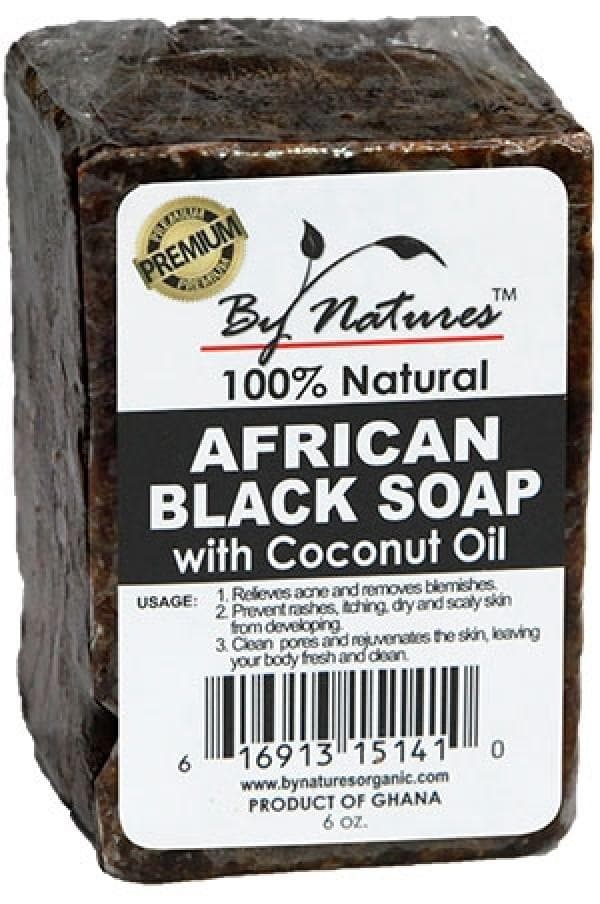 By Natures 100% Natural African Black Soap With Coconut Oil - Beautiful Black Hair