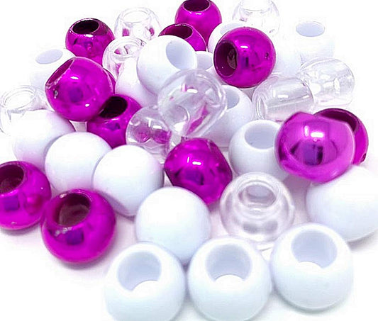 Tara Large Hair Beads - Purple, White & Clear Jumbo Pack #72864