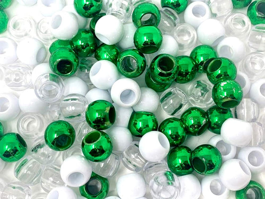 Tara Large Hair Beads - Green, White & Clear Jumbo Pack #72865