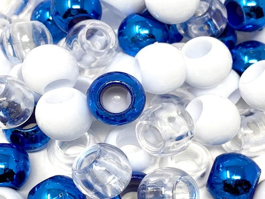 Tara Large Hair Beads - Blue, White & Clear Jumbo Pack #72868