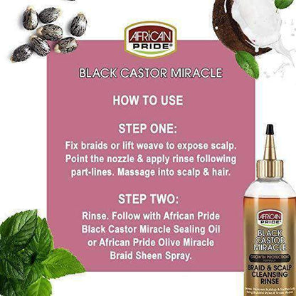 African Pride Black Castor Miracle Braid & Scalp Cleansing Rinse - Beautiful Black Hair