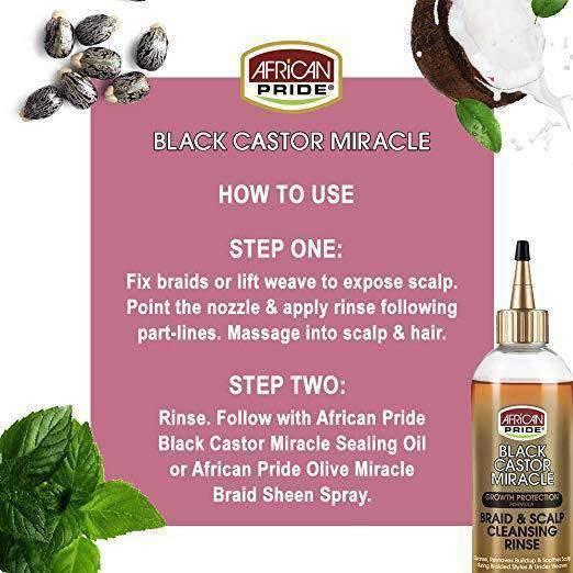 African Pride Black Castor Miracle Braid & Scalp Cleansing Rinse - Beautiful Black Hair