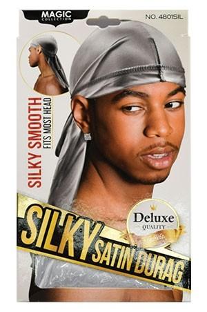 Magic Collection Silky Satin Durag #4801 Silver - Beautiful Black Hair