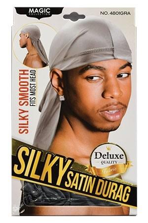 Magic Collection Silky Satin Durag #4801 Gray - Deluxe Beauty Supply