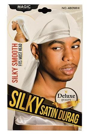 Magic Collection Silky Satin Durag #4801 White - Beautiful Black Hair
