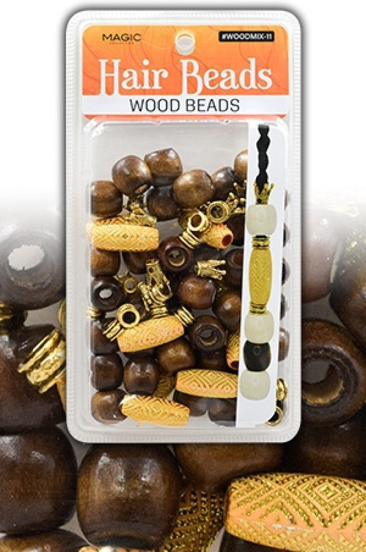 Magic Collection Hair Beads Wood Beads - #WOODMIX11