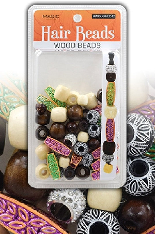 Magic Collection Hair Beads Wood Beads - #WOODMIX12
