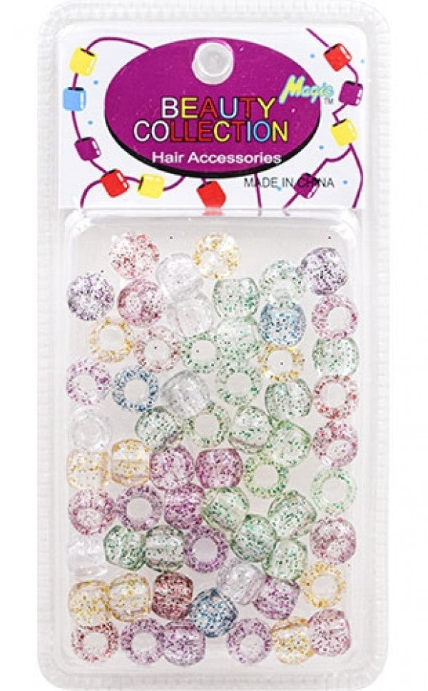 Beauty Collection Round Medium Hair Beads - Crystal w/Multi Color Glitter #2000GAST