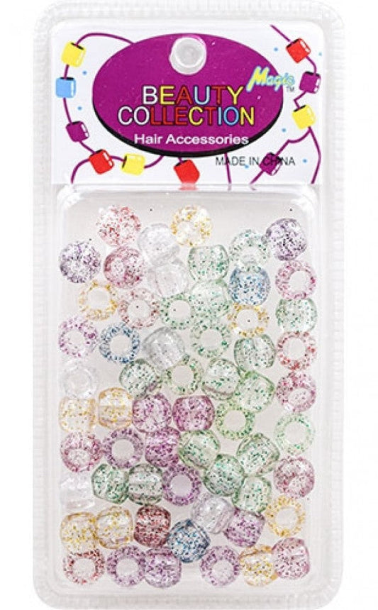 Beauty Collection Round Medium Hair Beads - Crystal w/Multi Color Glitter #2000GAST
