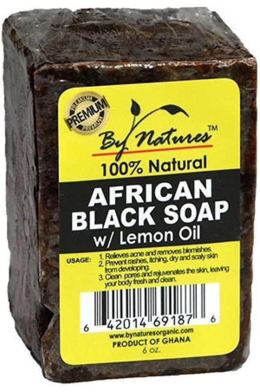 By Natures 100% Natrual African Black Soap with Lemon Oil - Beautiful Black Hair