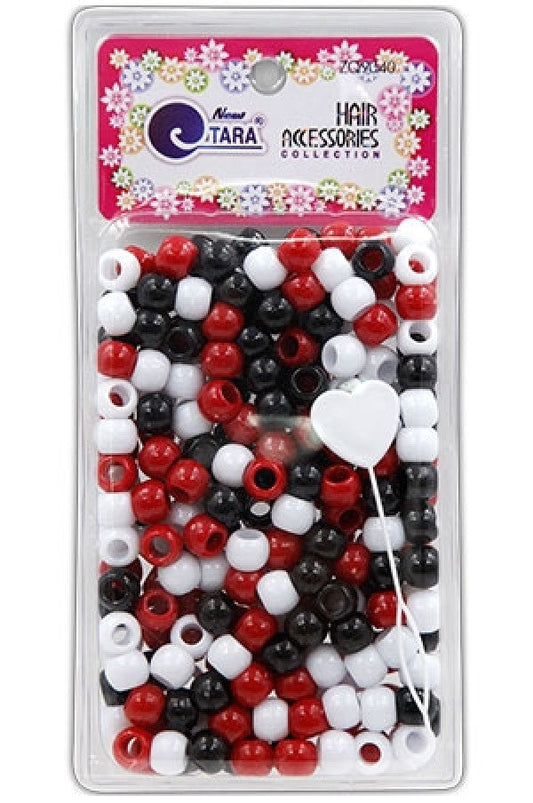 Tara Hair Beads - Red, Black & White Jumbo Pack Mix #9040 - Beautiful Black Hair