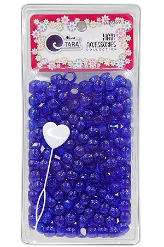 Tara Hair Beads - Blue Crystal w/ Silver Glitter Jumbo Pack #9369 - Beautiful Black Hair
