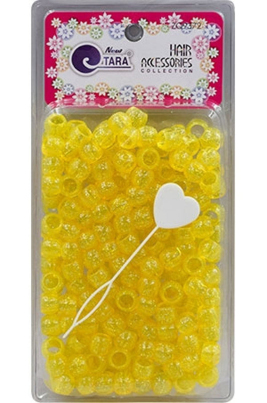 Tara Large Hair Beads - Yellow Crystal Jumbo Pack #9372 - Beautiful Black Hair