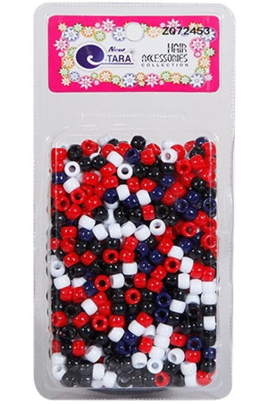 Tara Hair Beads - Red, Black, Navy & White Jumbo Pack Mix #72453 - Beautiful Black Hair