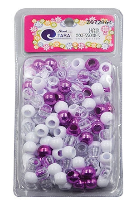 Tara Large Hair Beads - Purple, White & Clear Jumbo Pack #72864 - Beautiful Black Hair