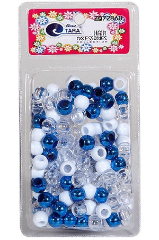 Tara Large Hair Beads - Blue, White & Clear Jumbo Pack #72868 - Beautiful Black Hair