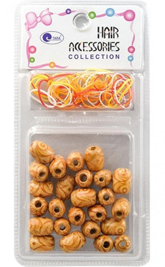 26 Wood Beads w/ Elastics #75615 - Beautiful Black Hair