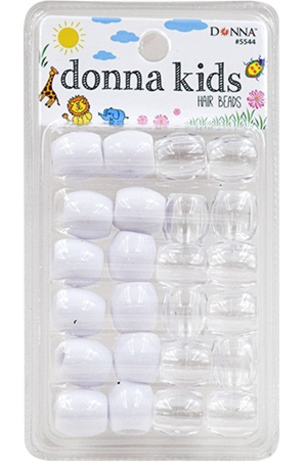 Donna Kids Hair Beads - Clear & White #5544
