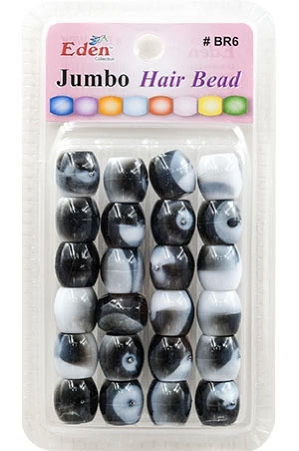 Eden Jumbo Hair Beads - Black 2 Tone #BR6WBK - Beautiful Black Hair