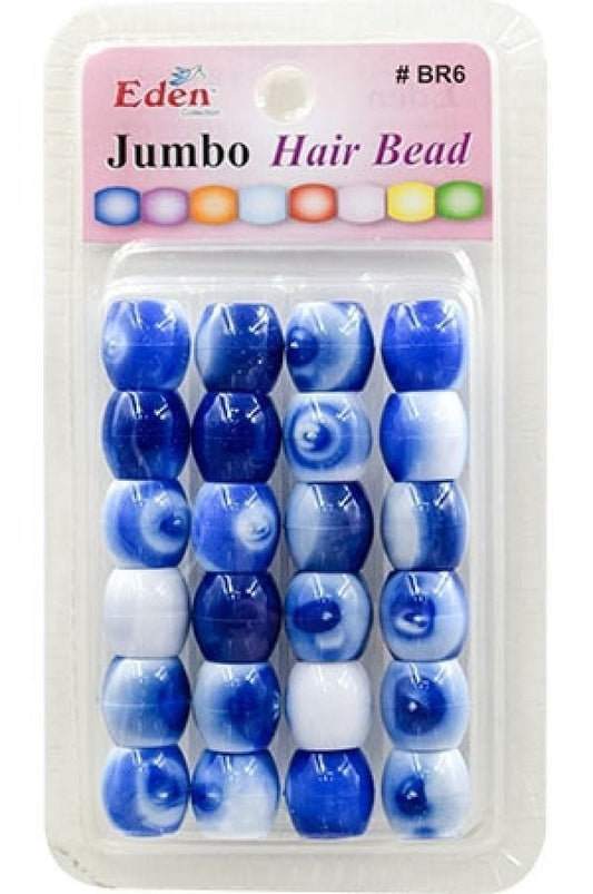 Eden Jumbo Hair Beads - Blue 2 Tone #BR6WBLU - Beautiful Black Hair