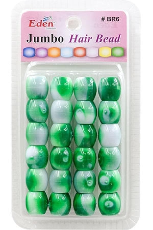 Eden Jumbo Hair Beads - Green 2 Tone #BR6WGRE - Beautiful Black Hair